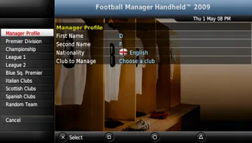 Football Manager Handheld 2009 (EU) screen shot game playing